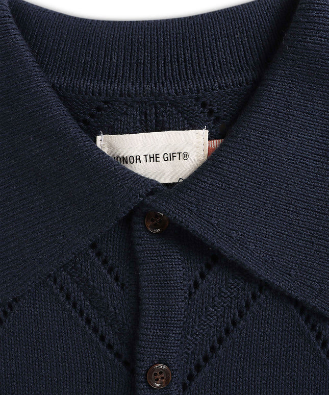 Honor The Gift Diamond Knit Polo - Navy