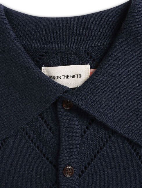 Honor The Gift Diamond Knit Polo - Navy