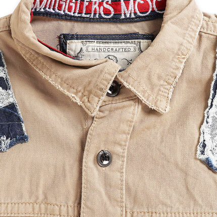 Smugglers Moon Woven Top – Khaki Plaid