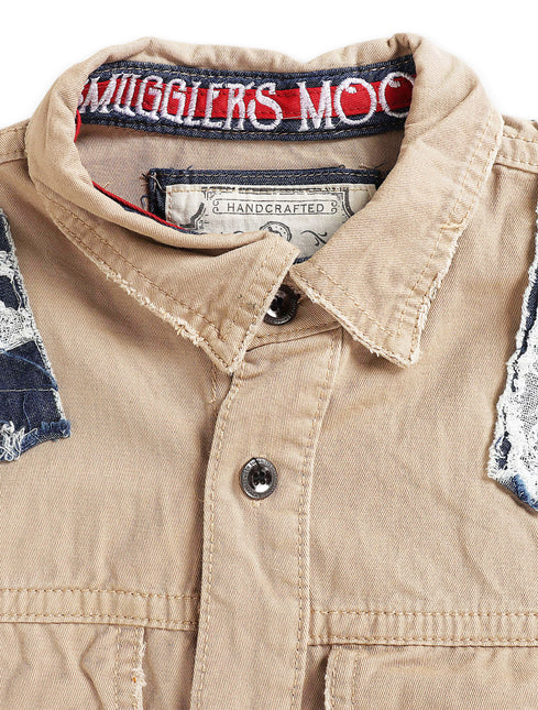 Smugglers Moon Button Up Woven Top - Khaki Plaid