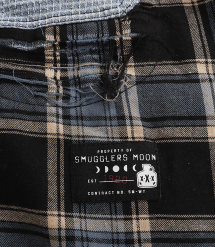 Smugglers Moon Button Up Woven Top - Blue Plaid