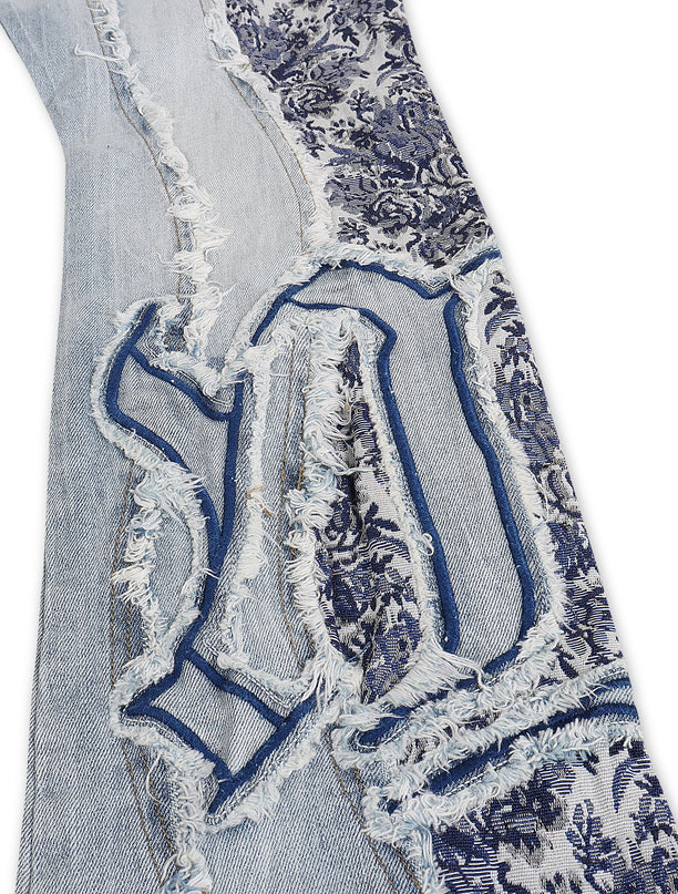 Smoke Rise Tapestry Panel Stacked Jean - Montauk Blue