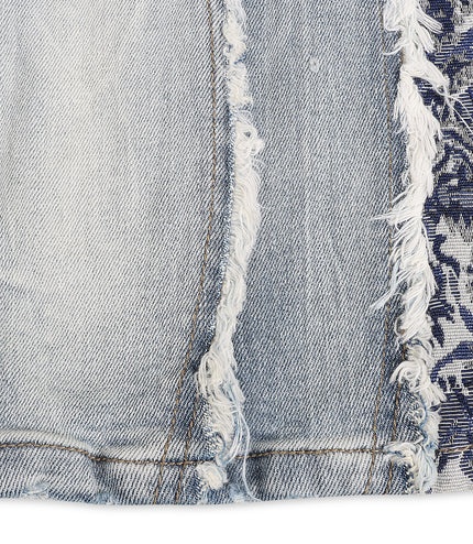 Smoke Rise Tapestry Panel Stacked Jean - Montauk Blue