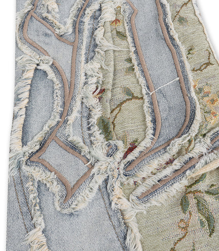 Smoke Rise Tapestry Panel Stacked Jean - Vanilla Blue