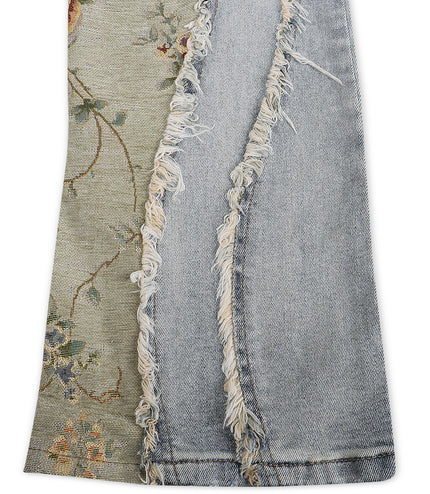 Smoke Rise Tapestry Panel Stacked Jean - Vanilla Blue