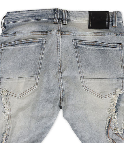 Smoke Rise Tapestry Panel Stacked Jean - Vanilla Blue