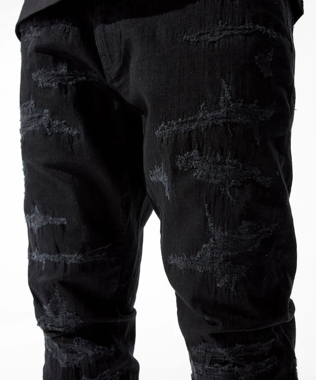 Vaqueros Jordan Craig Ross Fit Heavy Shreds Skinny Fit - Negro azabache