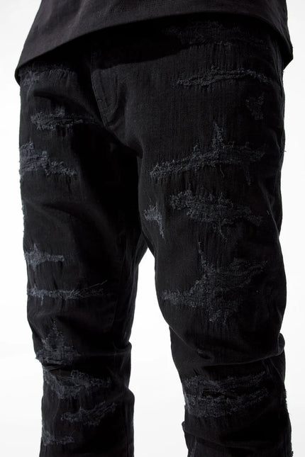 Jordan Craig Ross Fit Heavy Shreds Skinny Fit Jean - Jet Black