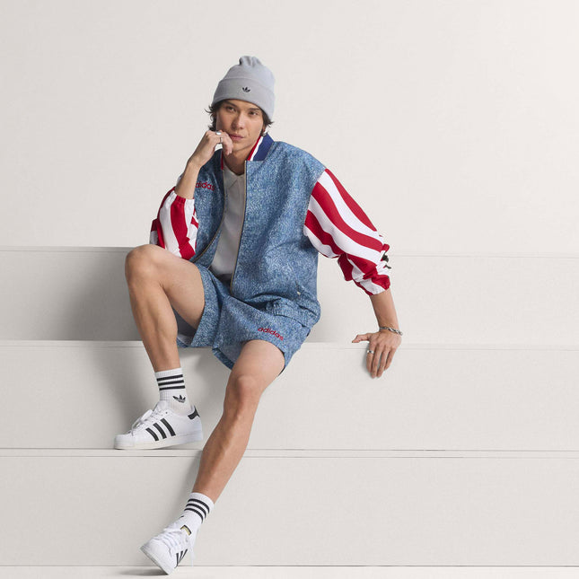 Adidas Mens Denim Graphic Track Jacket - Blue