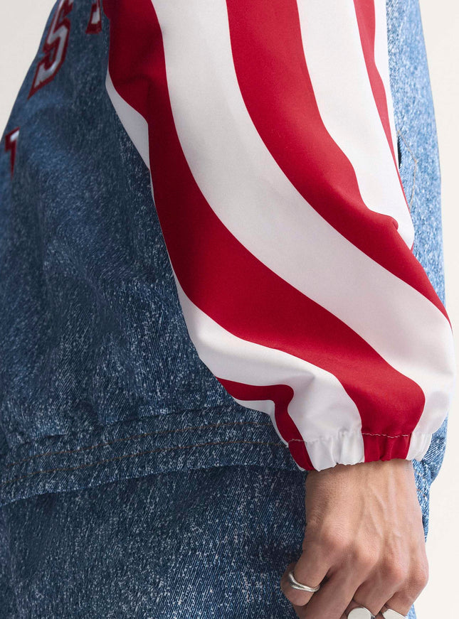 Adidas Mens Denim Graphic Track Jacket - Blue