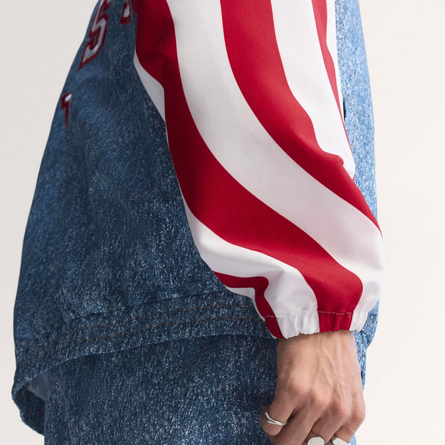 Adidas Mens Denim Graphic Track Jacket - Blue