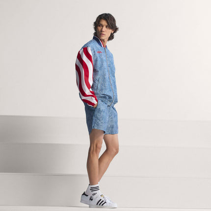 Adidas Mens Denim Graphic Track Jacket - Blue