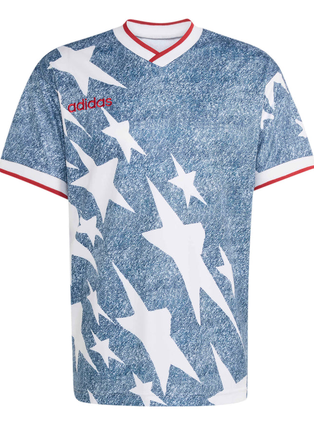 Adidas Mens Denim Graphic Jersey - Blue