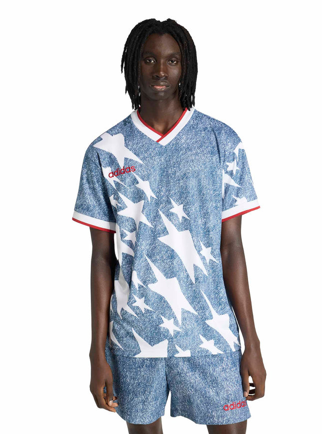 Adidas Mens Denim Graphic Jersey - Blue