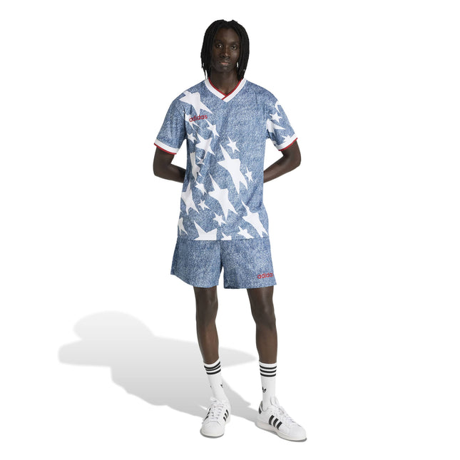 Adidas Mens Denim Graphic Jersey - Blue