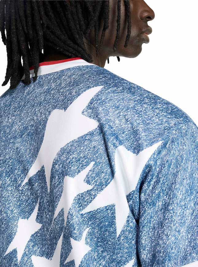 Adidas Mens Denim Graphic Jersey - Blue