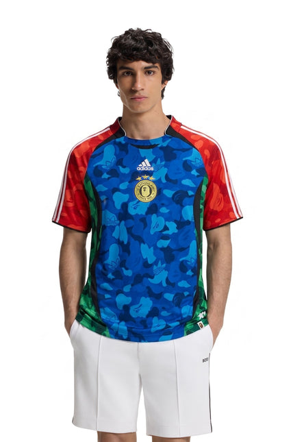 Adidas x Bape Mens Teamgeist Jersey - Blue/Red/Green