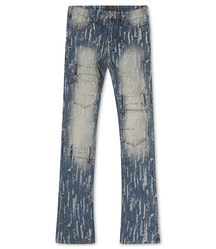 Buy Kdnk Mens Distressed Fabric Flared Jean - Blue