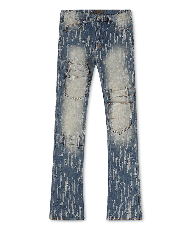 Buy Kdnk Mens Distressed Fabric Flared Jean - Blue