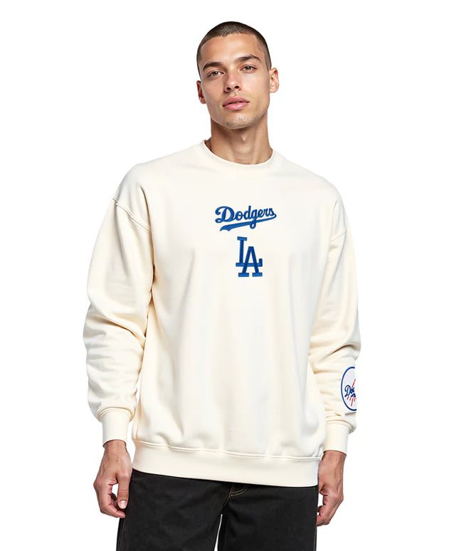 Pro Standard LA Dodgers Wingspan Drop Shoulder Crewneck - Eggshell