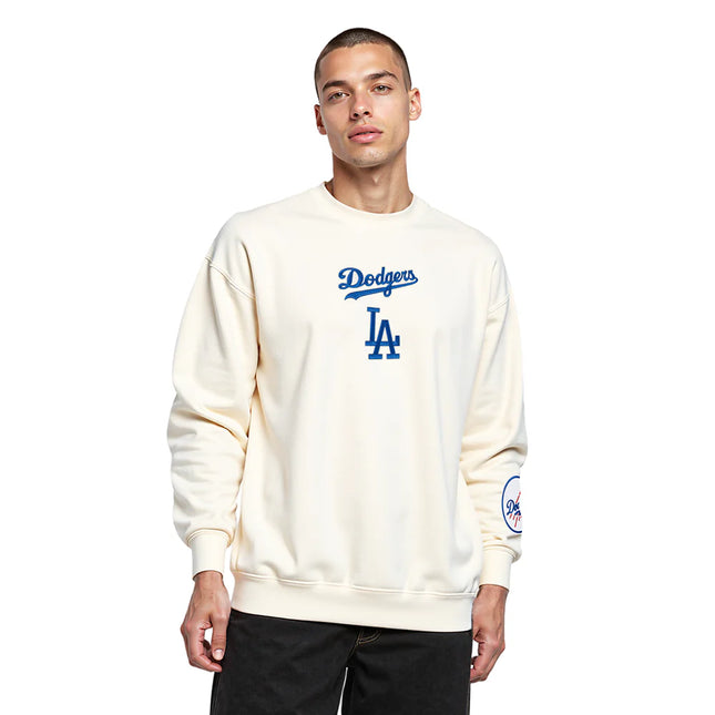 Pro Standard LA Dodgers Wingspan Drop Shoulder Crewneck - Eggshell