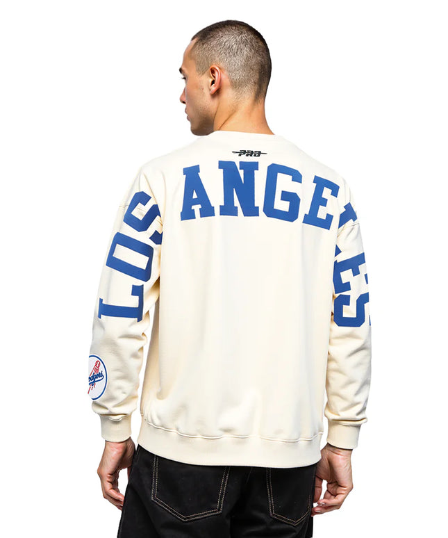 Pro Standard LA Dodgers Wingspan Drop Shoulder Crewneck - Eggshell