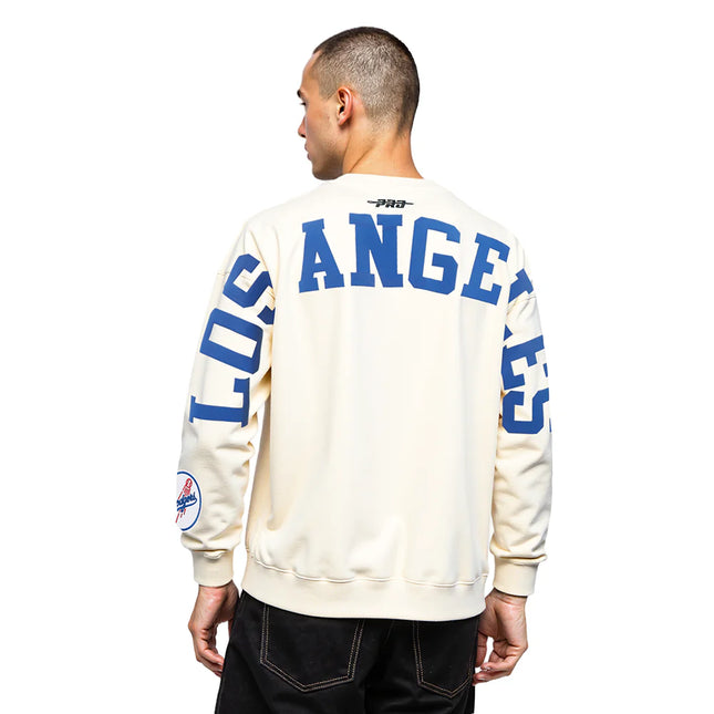 Pro Standard LA Dodgers Wingspan Drop Shoulder Crewneck - Eggshell