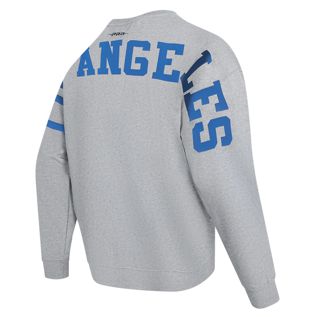Pro Standard LA Dodgers Wingspan Drop Shoulder Crewneck - Grey/Blue