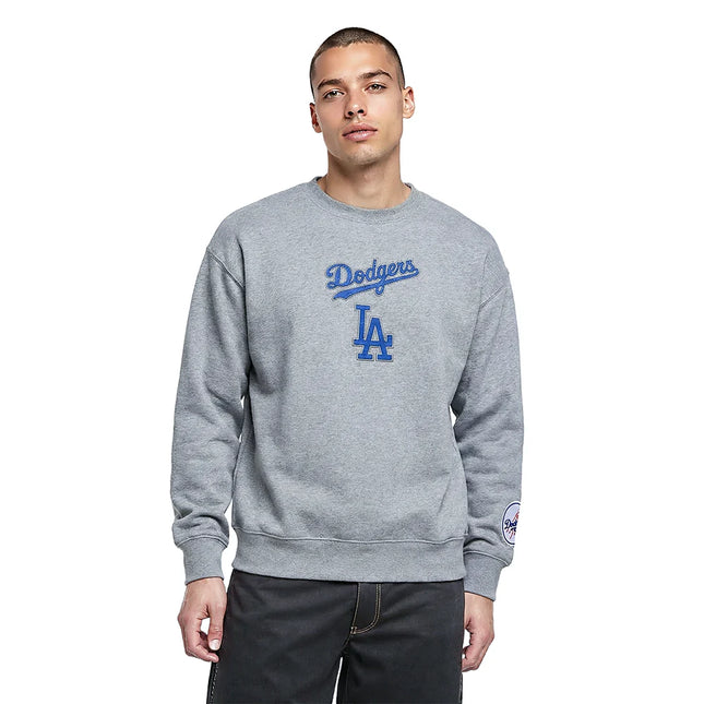 Pro Standard LA Dodgers Wingspan Drop Shoulder Crewneck - Grey/Blue