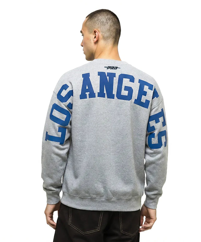 Pro Standard LA Dodgers Wingspan Drop Shoulder Crewneck - Grey/Blue