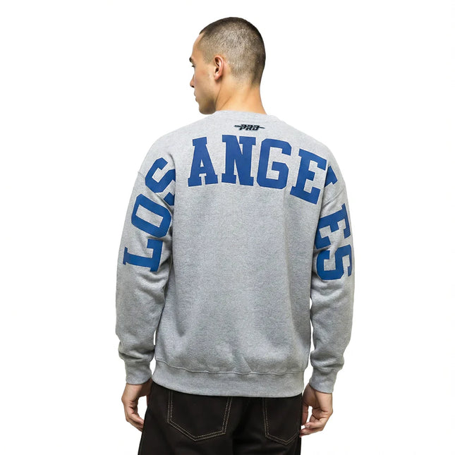 Pro Standard LA Dodgers Wingspan Drop Shoulder Crewneck - Grey/Blue