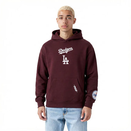 Pro Standard La Dodgers Wingspan Drop Shoulder Hoodie - Wine