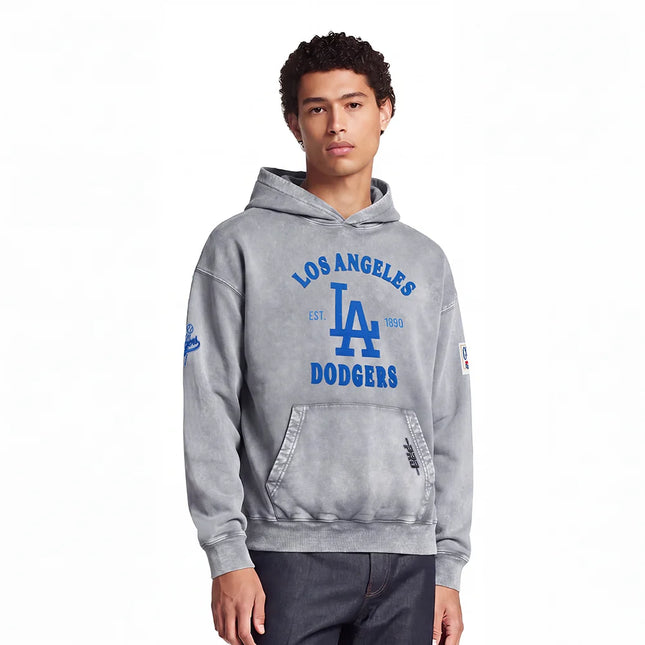 Pro Standard Dodgers First Team Pullover Hoodie - Washed Grey