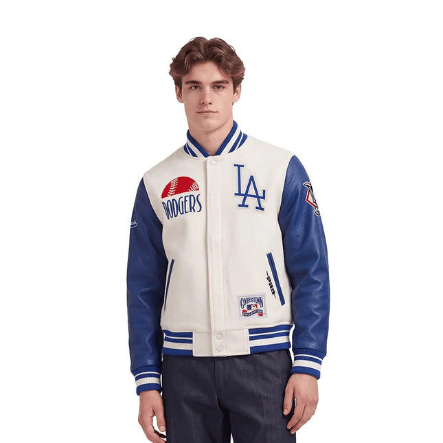 Pro Standard LA Dodgers Ooriginal Players Varsity Jacket - Eggshell