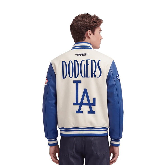 Pro Standard LA Dodgers Ooriginal Players Varsity Jacket - Eggshell