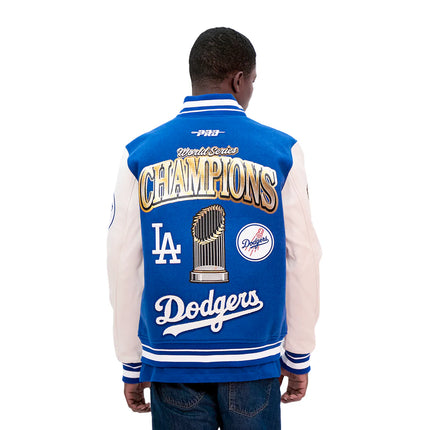 Pro Standard LA Dodgers World Series Wool Varsity Jacket - Royal Blue