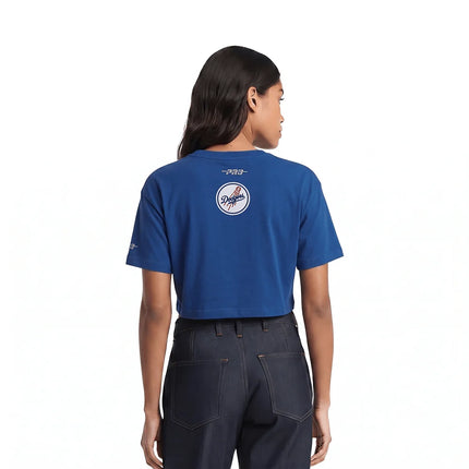 Pro Standard Womens LA Dodgers Cropped Crystal Boxy Tee  -  Blue