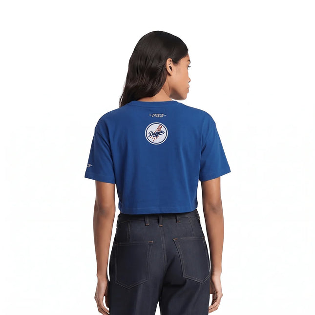 Pro Standard Womens LA Dodgers Cropped Crystal Boxy Tee  -  Blue