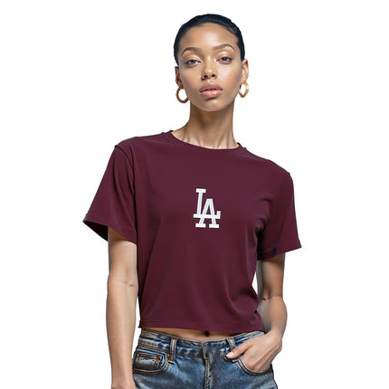Pro Standard Womens LA Dodgers Wingspan Boxy Tee  - Wine