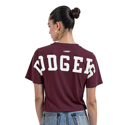 Pro Standard Womens LA Dodgers Wingspan Boxy Tee  - Wine