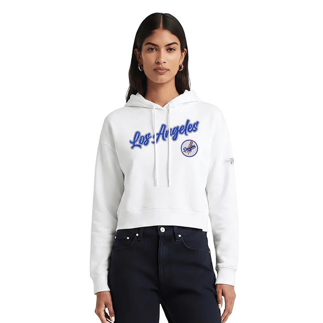 Pro Standard Womens LA Dodgers Crystal Hoodie - White