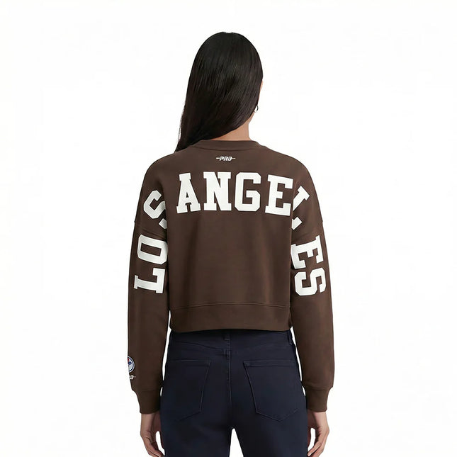 Pro Standard Womens LA Dodgers Cropped Wingspan Crewneck - Brown