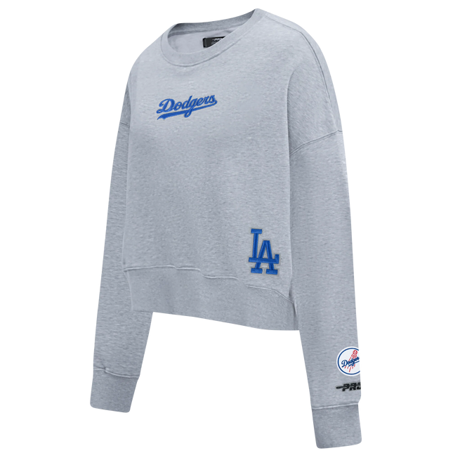 Pro Standard Womens LA Dodgers Cropped Wingspan Crewneck - Grey