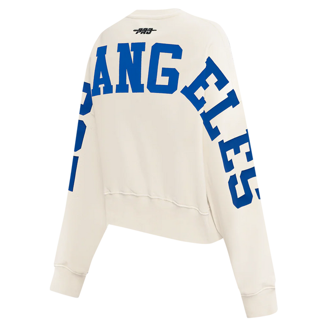 Pro Standard Womens LA Dodgers Cropped Wingspan Crewneck - Eggshell