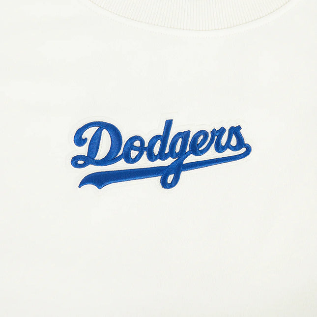 Pro Standard Womens LA Dodgers Cropped Wingspan Crewneck - Eggshell