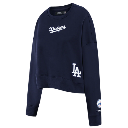 Pro Standard Womens LA Dodgers Cropped Wingspan Crewneck - Midnight Navy