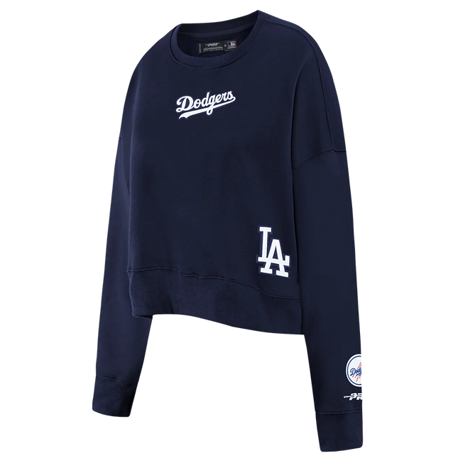 Pro Standard Womens LA Dodgers Cropped Wingspan Crewneck - Midnight Navy