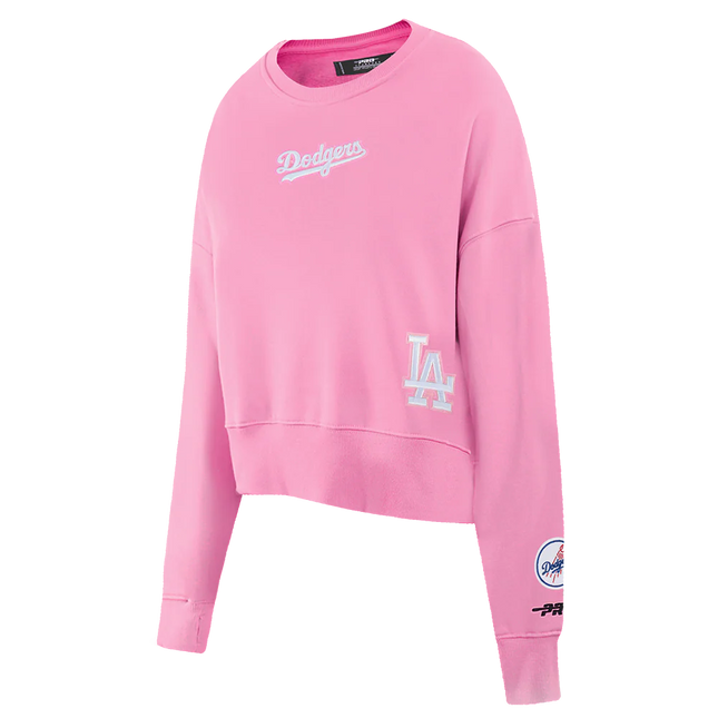 Pro Standard Womens LA Dodgers Cropped Wingspan Crewneck - Pink