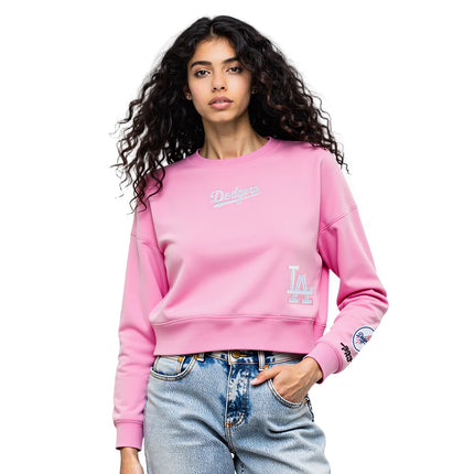 Pro Standard Womens LA Dodgers Cropped Wingspan Crewneck - Pink