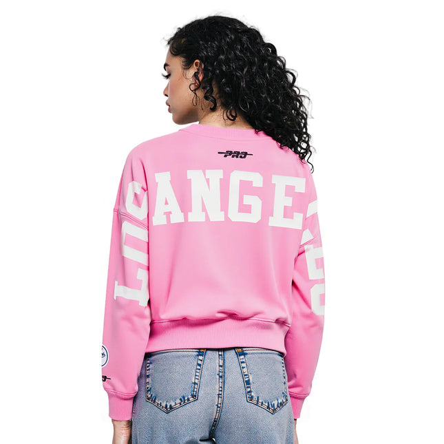 Pro Standard Womens LA Dodgers Cropped Wingspan Crewneck - Pink